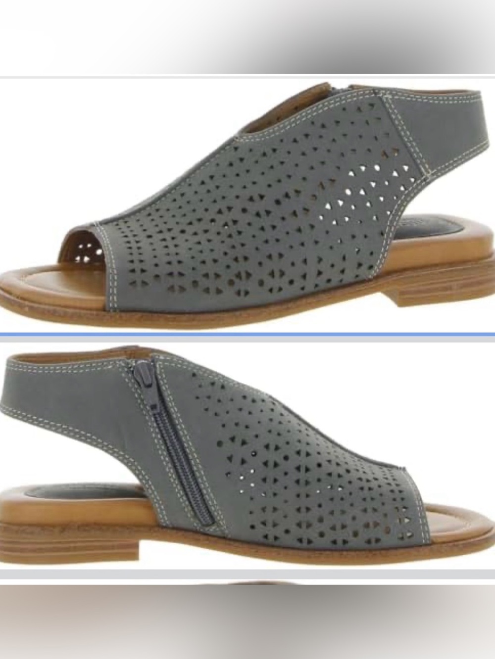 Comfortiva Blue Gray Leather Sandals US 9 M Like New - Never worn